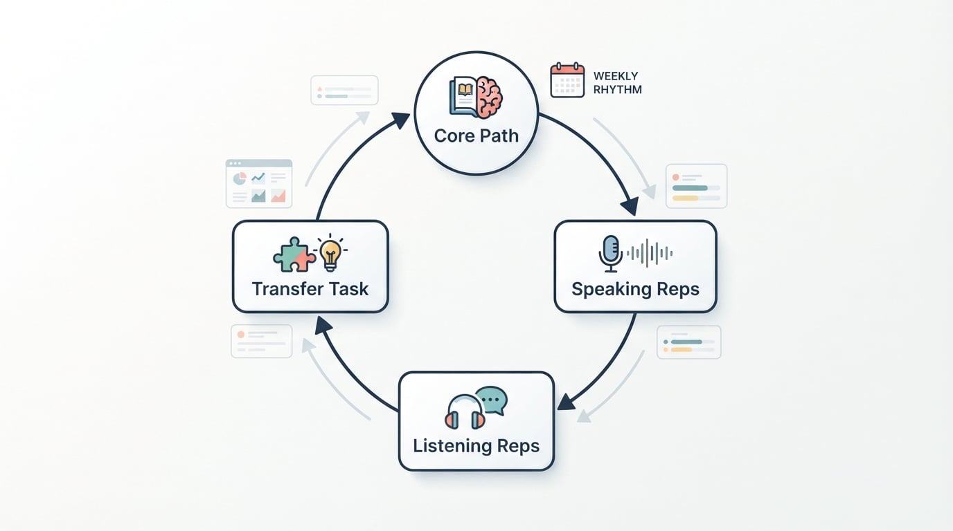 Workflow diagram for ai language learning tools.